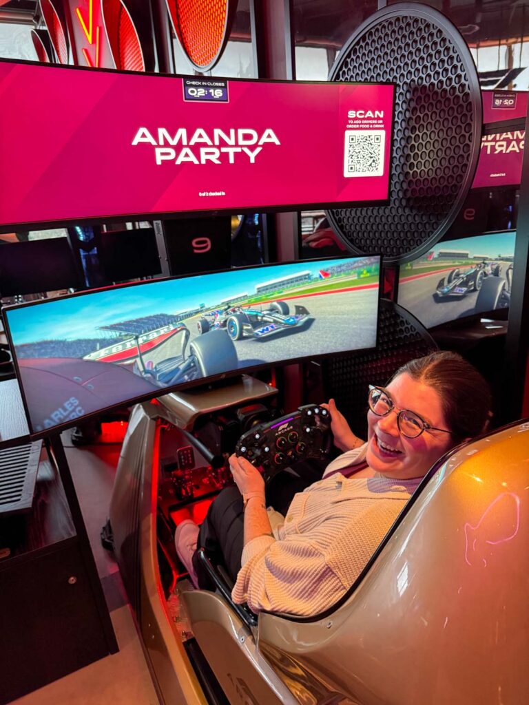 Amanda at the F1 Arcade