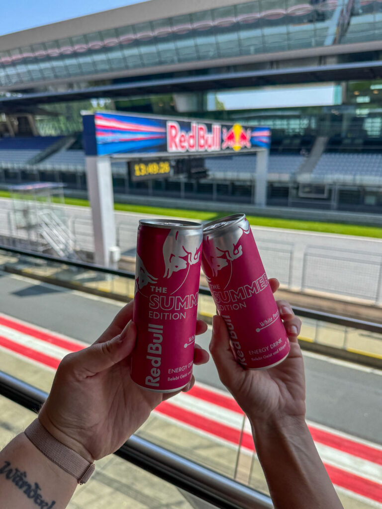 Drinking Red Bull at Red Bull Ring