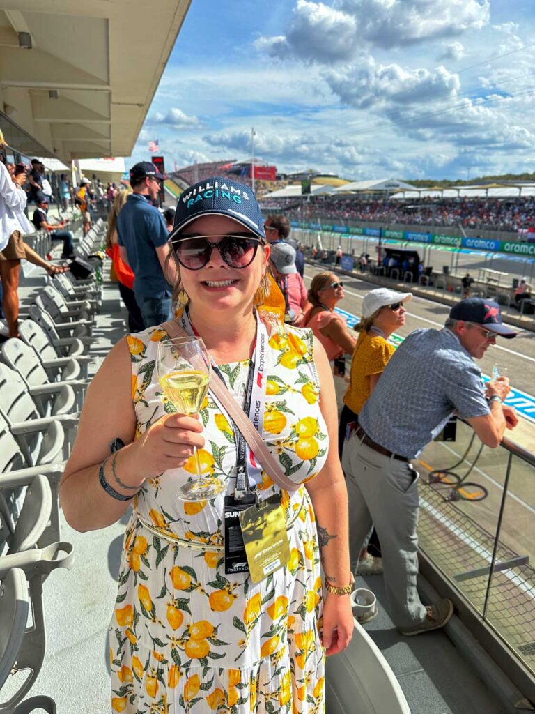 Amanda in Paddock Club seats at COTA