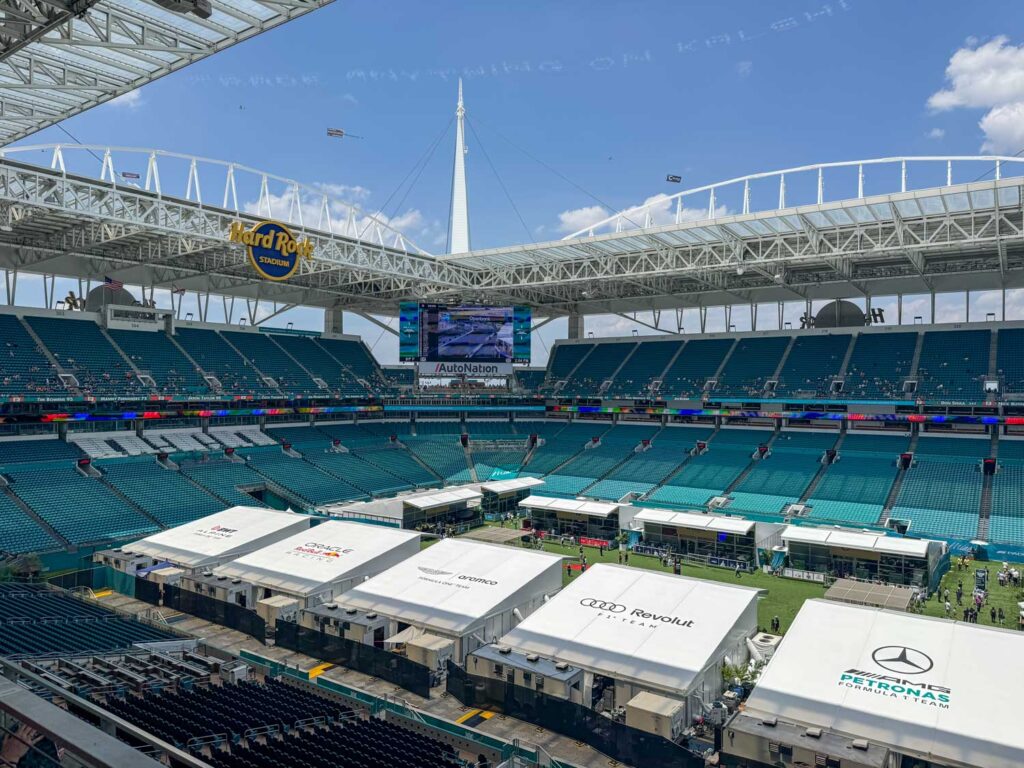 Miami Grand Prix paddock inside Hard Rock Stadium