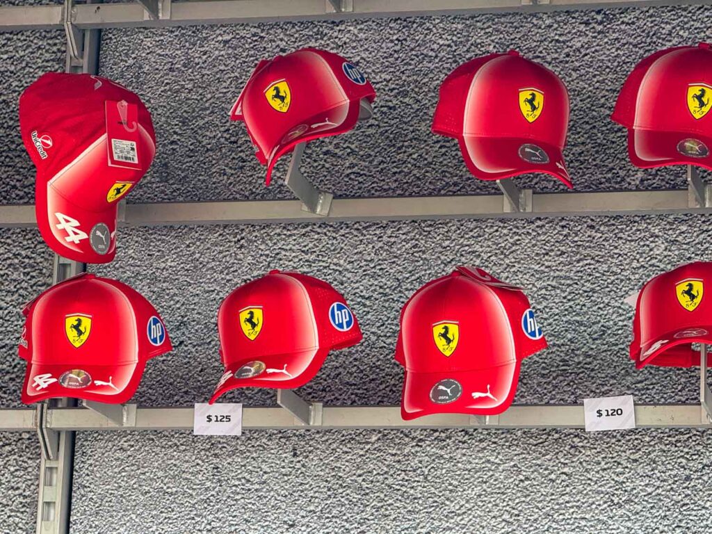 Ferrari merch at the Miami Grand Prix