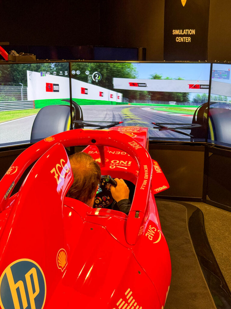 Elliot in a Ferrari race simulator